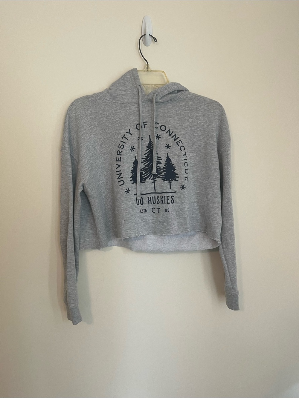 Gray Cropped Hoodie - UConn